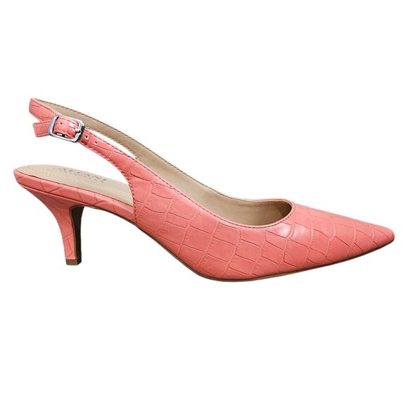 Alfani Babbsy Stepflex Croc Pointed Toe Pink Kitten Heel Slingback Pump NEW - Picture 2 of 11